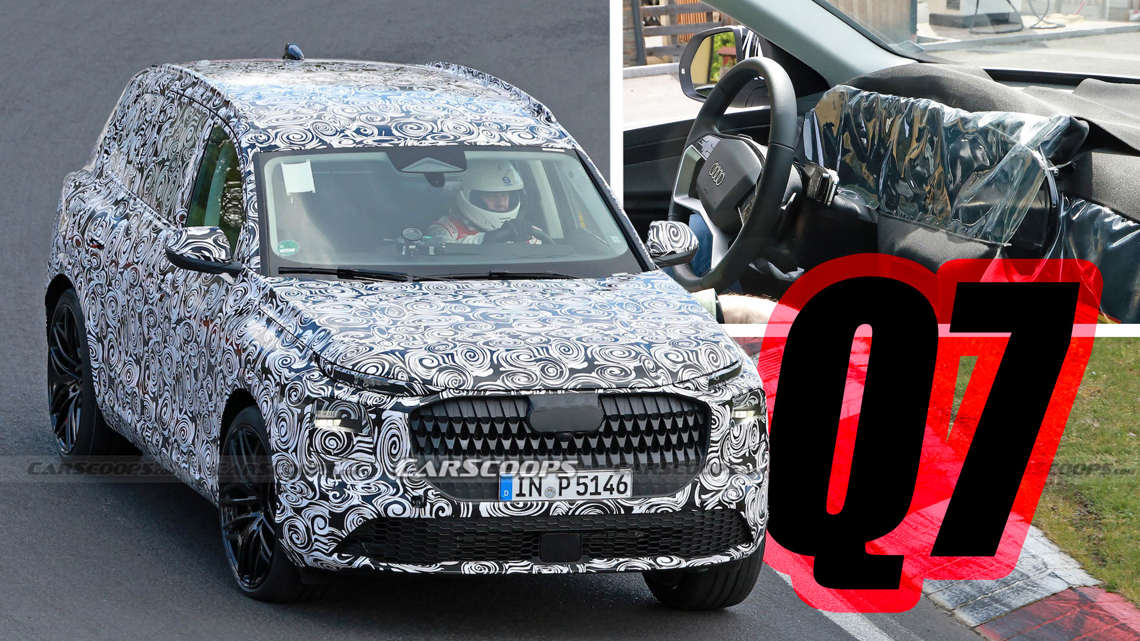 2026 Audi Q7 Prototype Tries To Screen Off Its Display-Heavy Dashboard