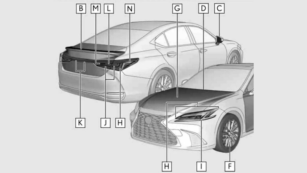  Lexus ES 2026: просочившиеся фотографии демонстрируют тонкий рестайлинг